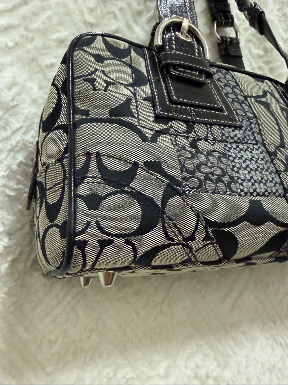 Coach Black and Gray Patchwork Shoulder Bag - Picture 9 of 12